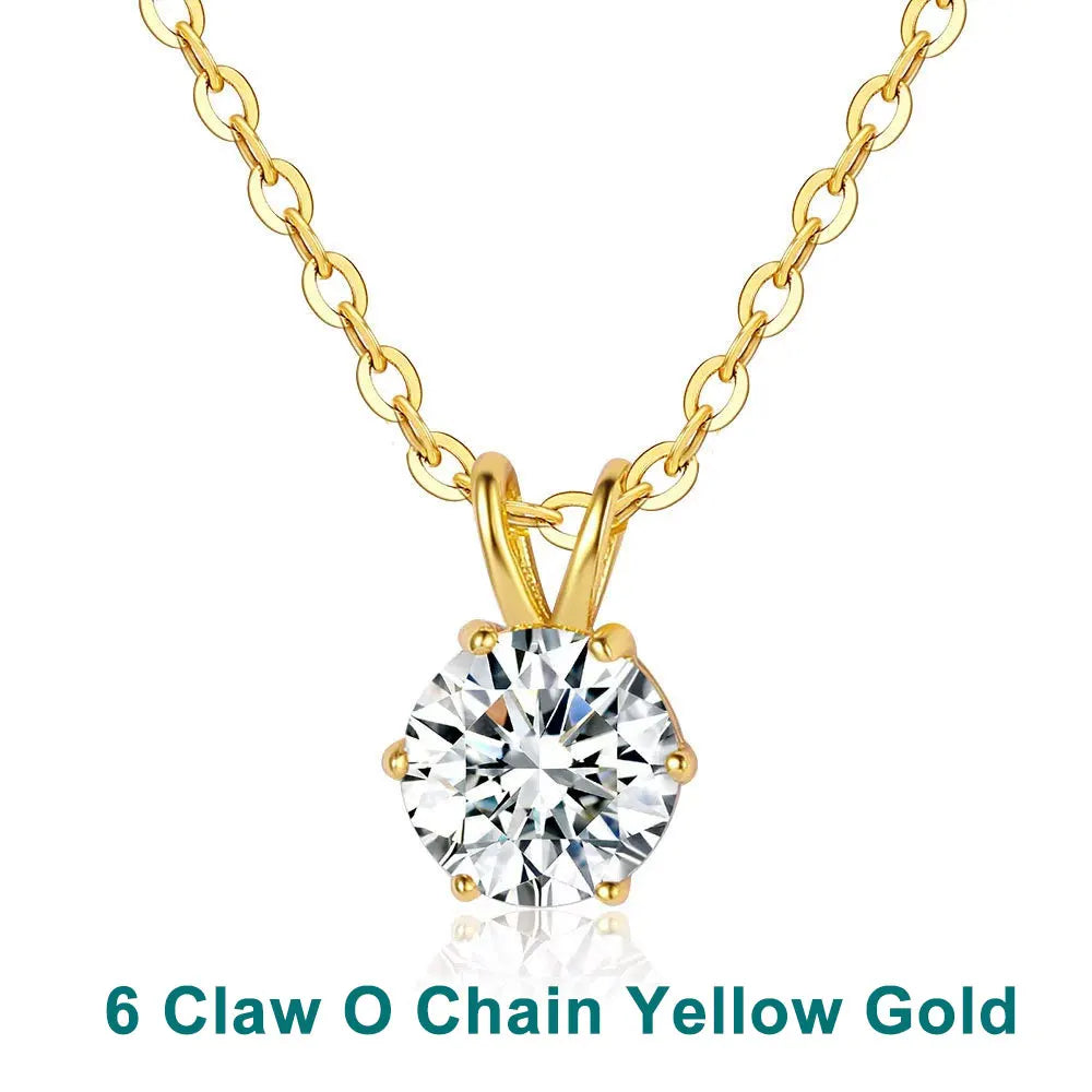 1-5 CT Moissanite Necklace Solitaire Pandent GRA Certified Dainty s925 Sterling Silver 18k Classic Necklaces for Women