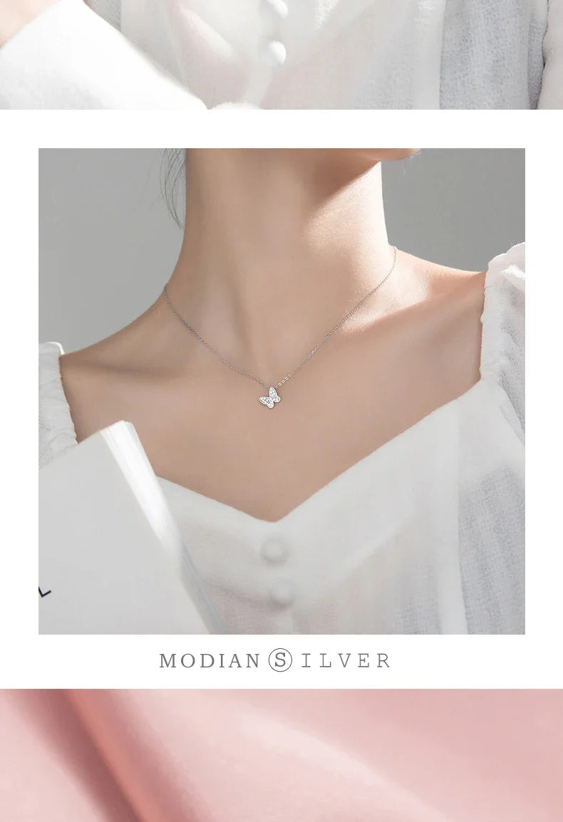 2025 New 925 Sterling Silver Sparkling Zircon Dancing Butterfly Tiny Mini Pendant for Women Fine Jewelry Birthday Gift