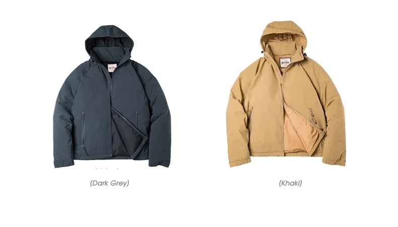 Hooded Down Jacket for Men Winter Thickened Matte Glossy Fabric Parka Outdoor Warm Coat Versatile Outerwear Black Jacket