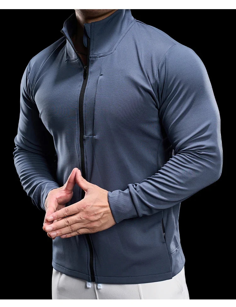 Men Running Jackets Gym Zipper Sport Jacke Jogging Training Quick-drying Fitness Sweatshirt Outdoor Casual Running Sportswear