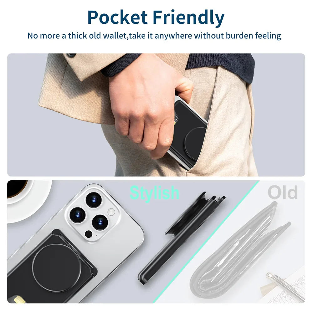 Grippopso Universal Magnetic Wallet With Expanding Phone Grip,Phone Card Holder Solid SocketWallet For IPhone Samsung Wallets