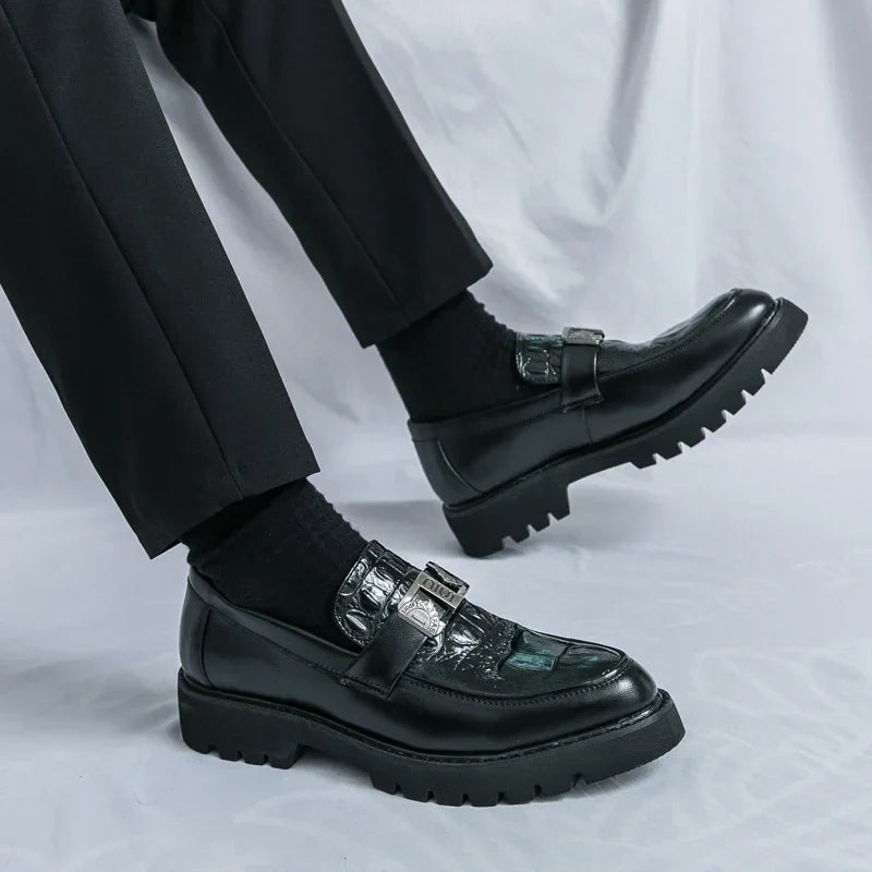 Mens Loafers Party Business Thick Soled Men Leather Shoes Dress Platform Shoes Comfortable Fashion New Casual Shoes for Men
