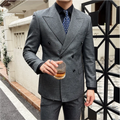 Men Vintage Luxury Double Breasted Slim Fit Lapel Evening Gown ltalian Style Fashion High-end Groom Wedding Party Tuxedo 2 Piece