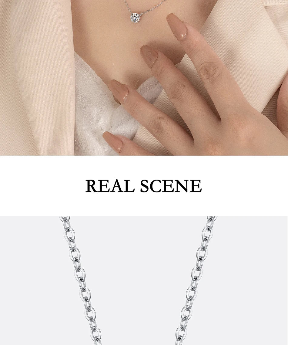 1-5 Carat Moissanite Necklace for Women S925 Pure Silver Diamond Classic Four Claw Pendant Wedding Jewelry