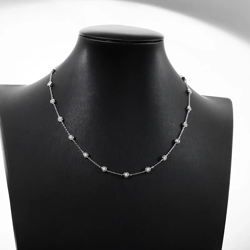 2cttw Genuine Moissanite Tennis Necklace for Women Bubble Full Diamond Pendant Men Chains S925 Sterling Silver Jewelry