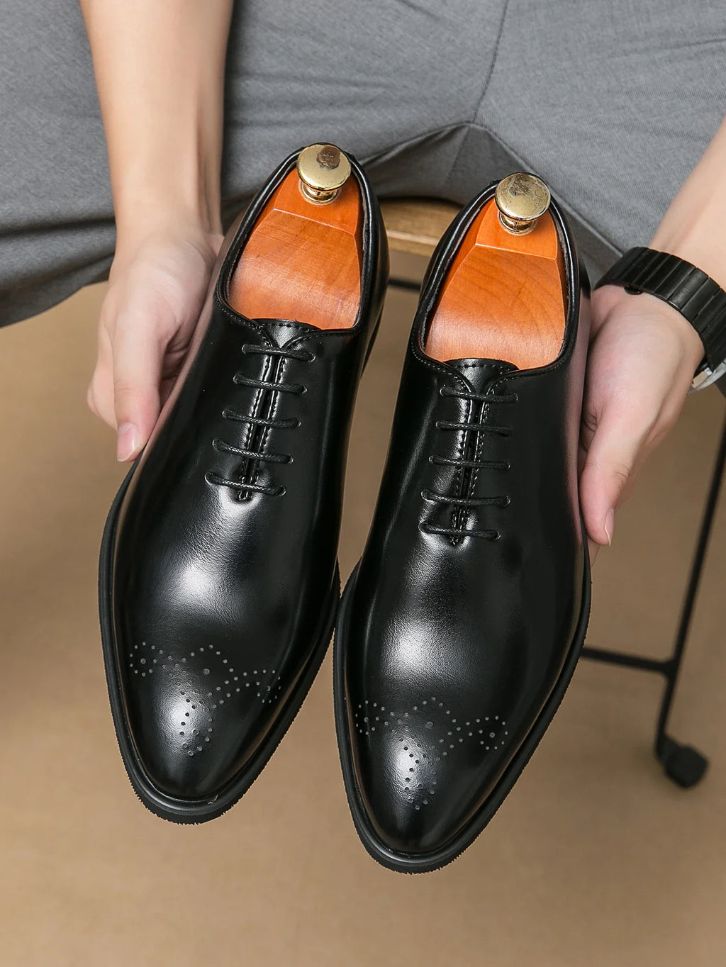 Men's Genuine Leather Dress Shoes Classic Oxford Soft Comfortable Lining Non-Slip Rubber Sole Business Office Formal Occasions