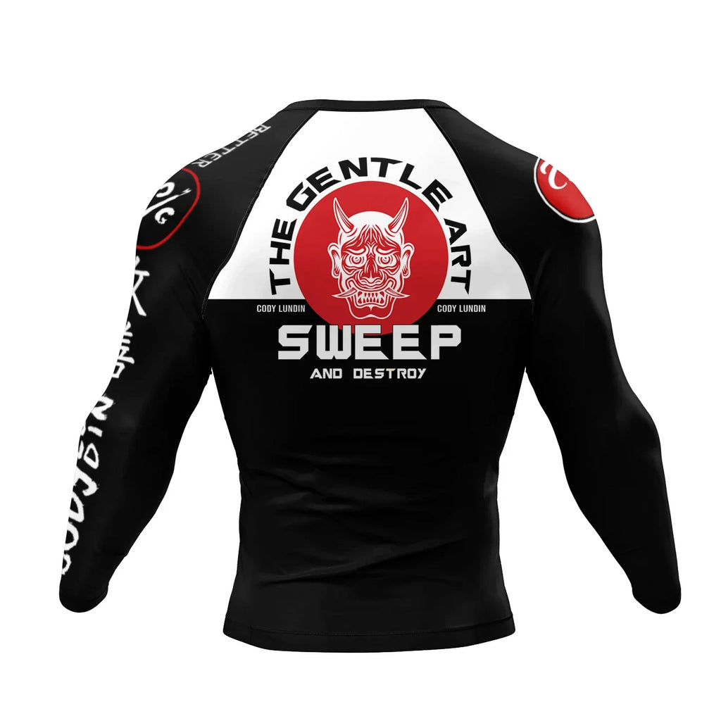Polyester Sublimation High Elastic Bjj Rash Guard No Gi MMA  Jiu Jitsu Fighting Grappling Compression Shirt OEM Gym Fitness Tops