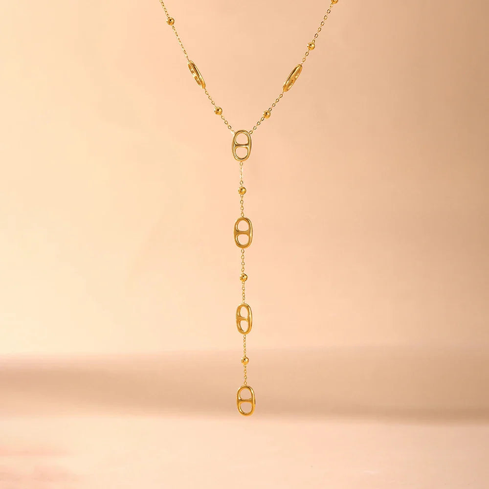 Nivora Fashion Long Chain Stainless Steel Necklacs For Women PVD Real Gold Plated Metal Female Collar Party Banquet Jewelry