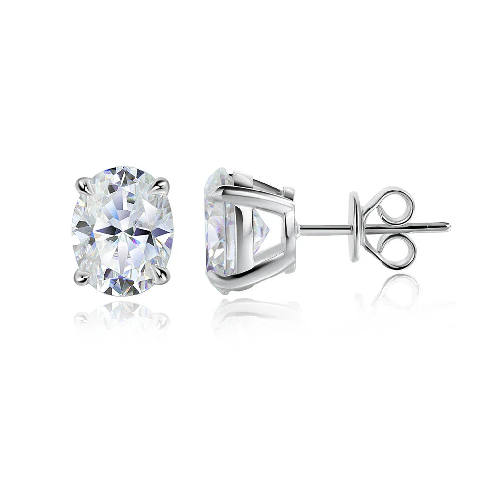 Each 1-4CT Oval Cut Certified Moissanite Stud Earrings for Women Ideal Cut Gemstone 100% 925 Sterling Silver Plated 18k