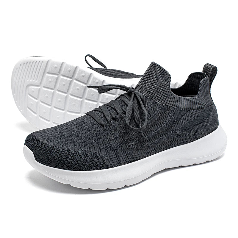 Unisex Running Sneakers Wide Toe Mesh Breathable Walking Shoes Non Slip Lace-Up Hiking Sneakers