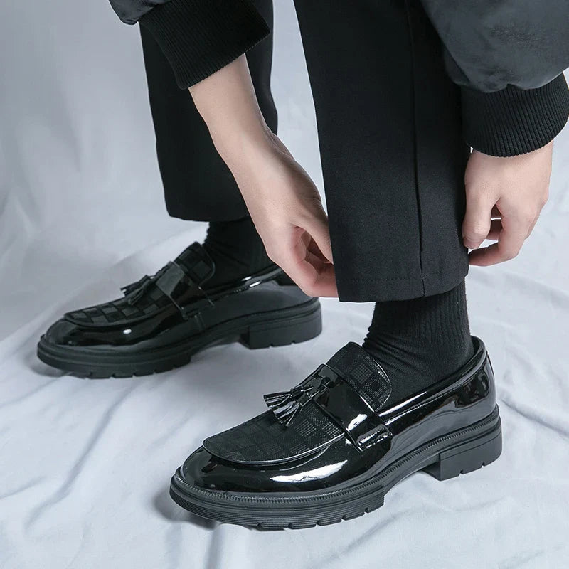 Leather Men Casual Black Tassel Loafers Handmade Soft Leisure Shoes Breathable Slip-On Comfortable for Drive Footwear Moccasins