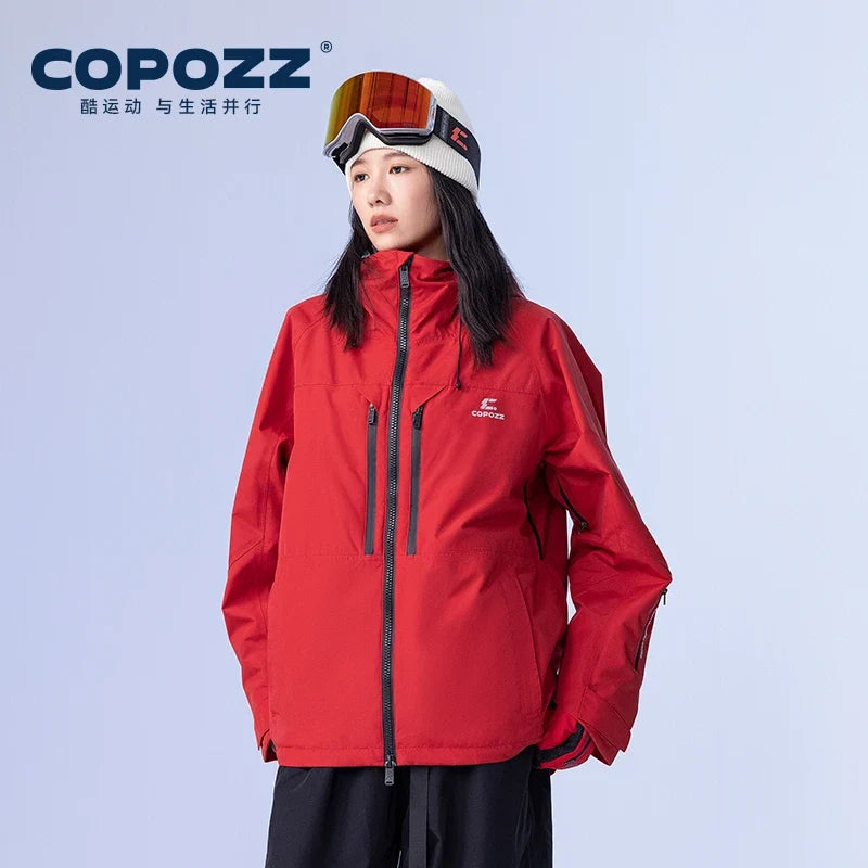 Thicken 3L Ski Jacket Men Women Windproof Waterproof Winter Ski Coat Ski Wear Solid Color Hooded Warm Snowboard Ski Suit