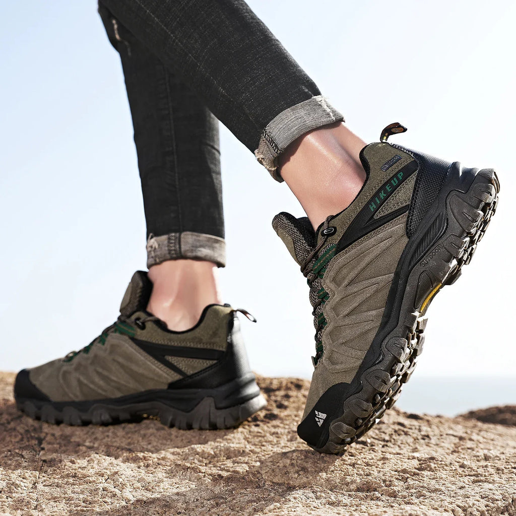 High Quality Leather Hiking Shoes Durable Outdoor Sport Men Trekking Leather Shoes Lace-Up Climbing Hunting Sneakers
