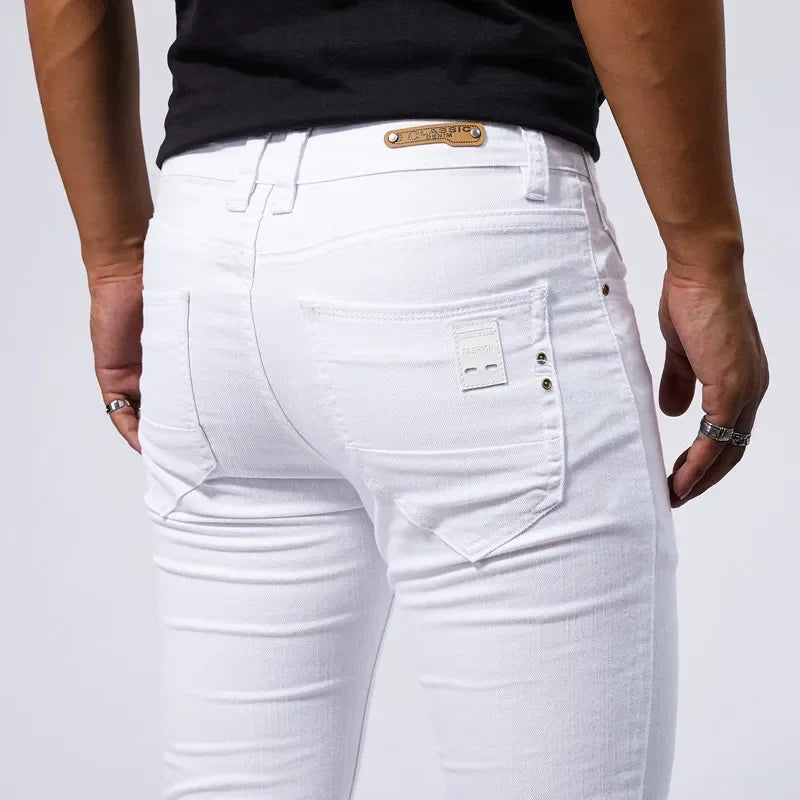 Men's White Casual Jeans New Denim Pants Comfortable Fashion Stretch Slim Fit Straight Trousers Male Clothing Streetwear Jeans