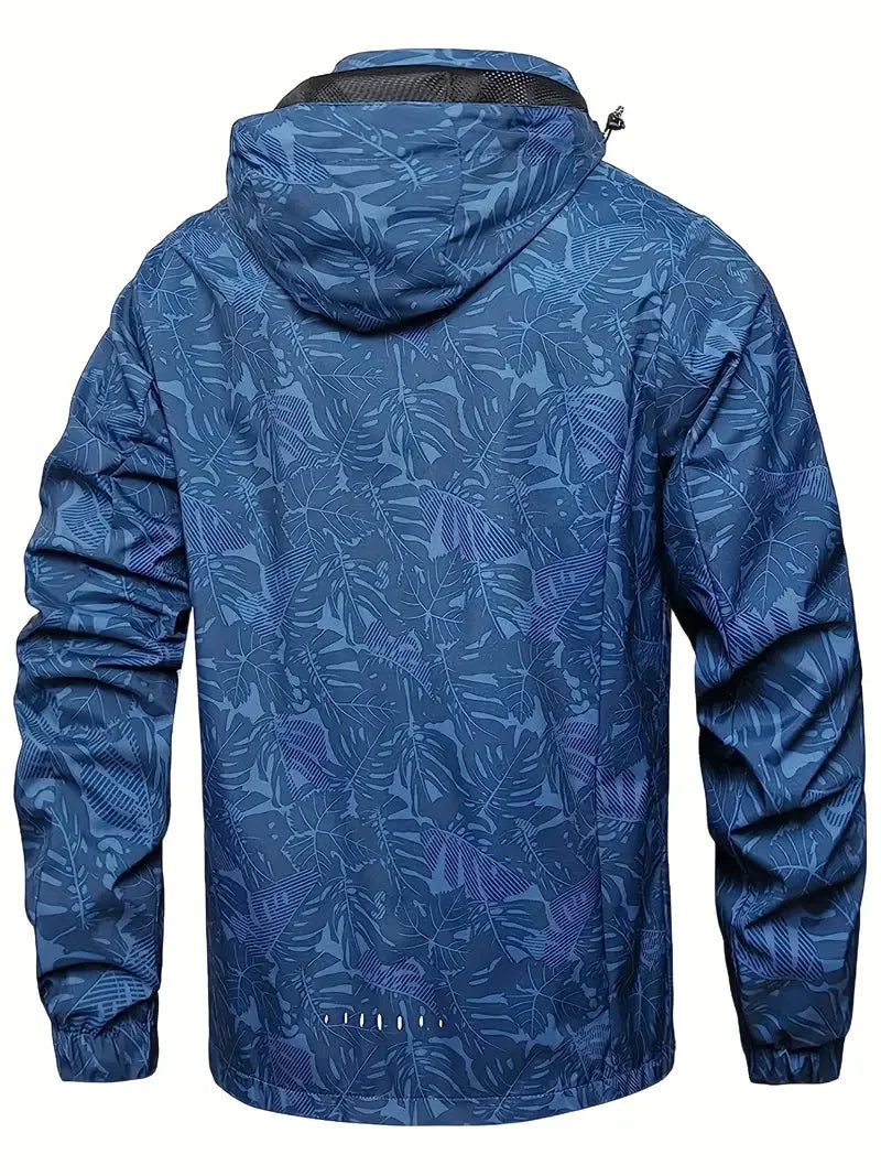 Men's Casual Lightweight Waterproof Windbreaker Jacket, Full Zip Up Hooded Shell Outdoor Hiking Coat For Autumn Size