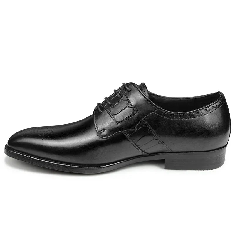 High Grade Men Derby Formal Leather Shoe Lace Up Brogue Dress Wear Male Wedding Shoe Social Office Genuine Cephalopod Shoes Gift