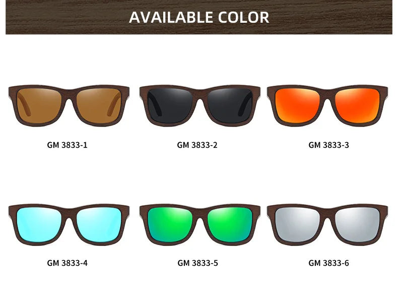 Natural Bamboo Wooden Handmade Polarized Sunglasses Unisex Retro Oversized Frame UV Protection Sun Glasses With Gift Box