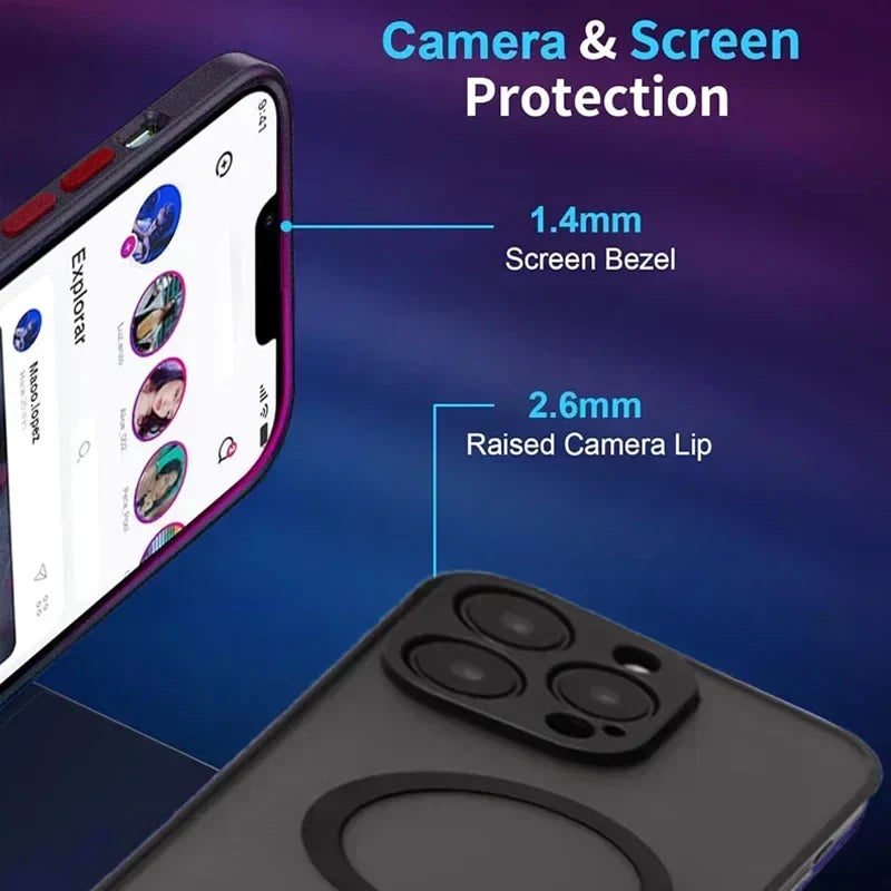 UYUXIO Magnetic Phone Case with Metal Kickstand for iPhone 17 16 Pro Max 15 14 Plus 13 12 Mini Stand Cases Cover with Holder
