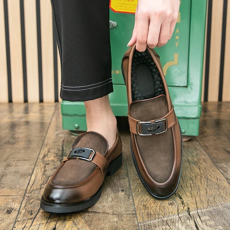 Brand High-quality Brown Loafers for Men Soft Comfortable Men's anti suede Formal Shoes Thick Soled Casual Leather Shoes Mo-2928