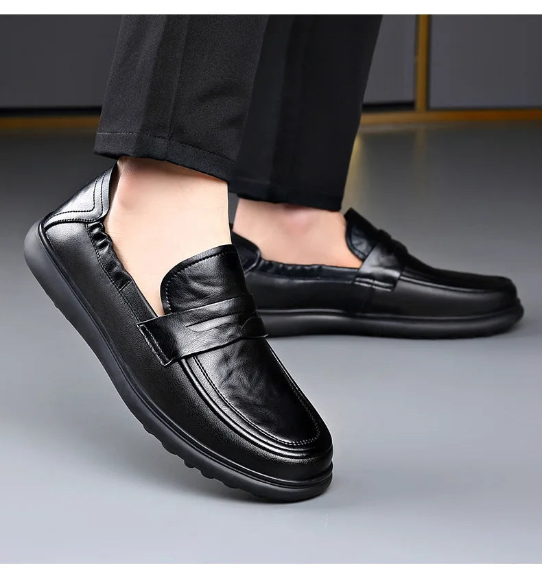 Spring Autumn New Genuine Leather Shoes for Men Black Fashion Business Casual Shoes Male High Quality Designer Loafers Man