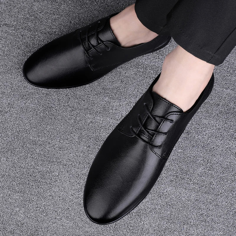 Fashion Simple Mens Oxford Shoes Breathable Male Business Footwear Handmade Formal Dress Shoes Genuine Leather Men Casual Shoes