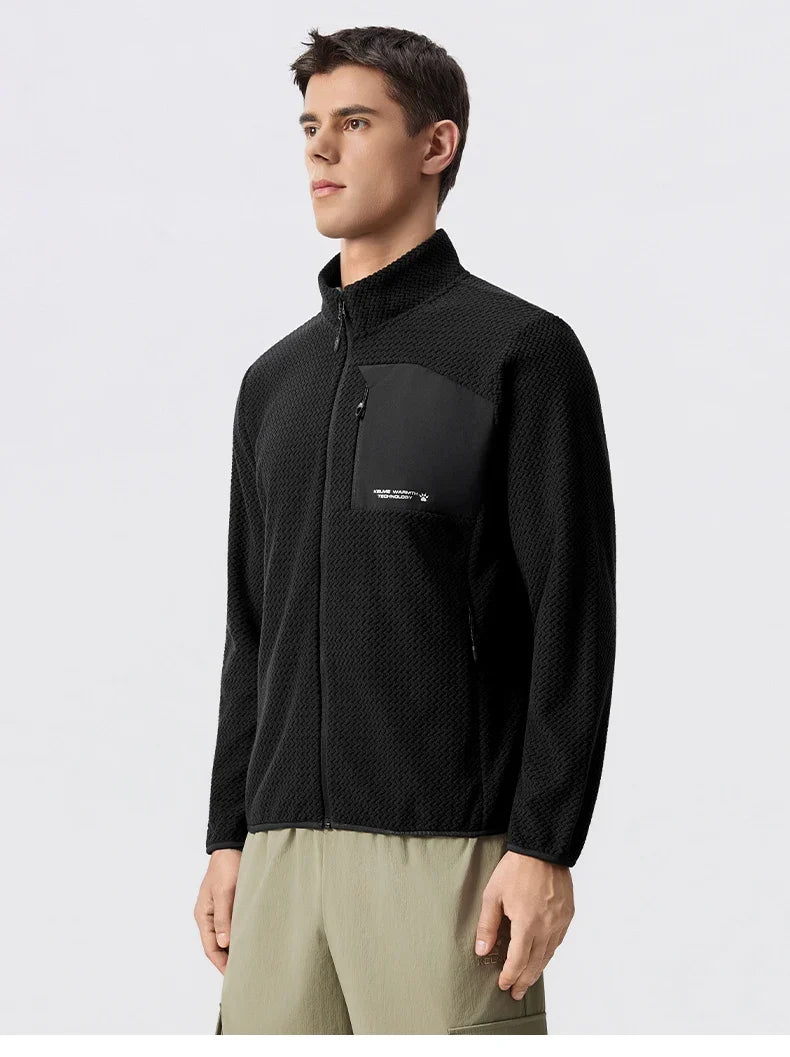 Fleece Sports Jacket Winter Cardigan Knitted Jacket Stand Collar Outdoor Running Windproof And Warm Training Top