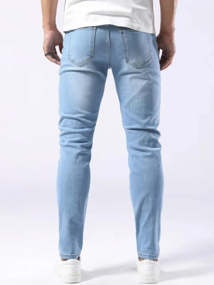 Classic Design 2026 Men's Jeans Light Blue Stretch Skinny Casual Denim Trousers Brand Clothing Streetwear  Fashion Male Pants