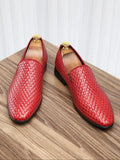 Classic Luxury Men's Leather Shoes, Knit Design Formal Derby Oxford Shoes, Business Casual Footwear for Party
