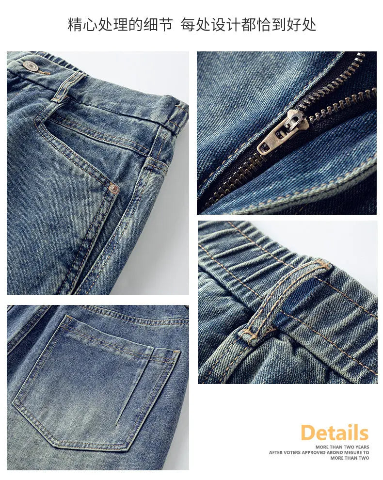 Men's Trendy Jeans All-Season Cotton Blend Straight-Leg Pants - Fashionable Minimalist Versatile Casual Denim Trousers M-4XL