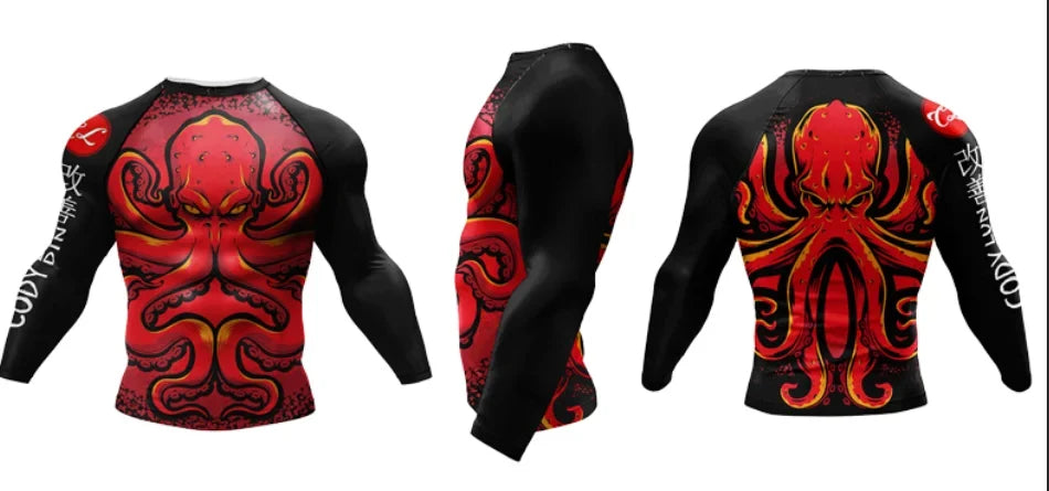 Men Cool Fighting Wear Jiu Jitsu BJJ Boxing Rashguard Custom Grappling Kicboxing Club Uniforms Compression Gym Tees