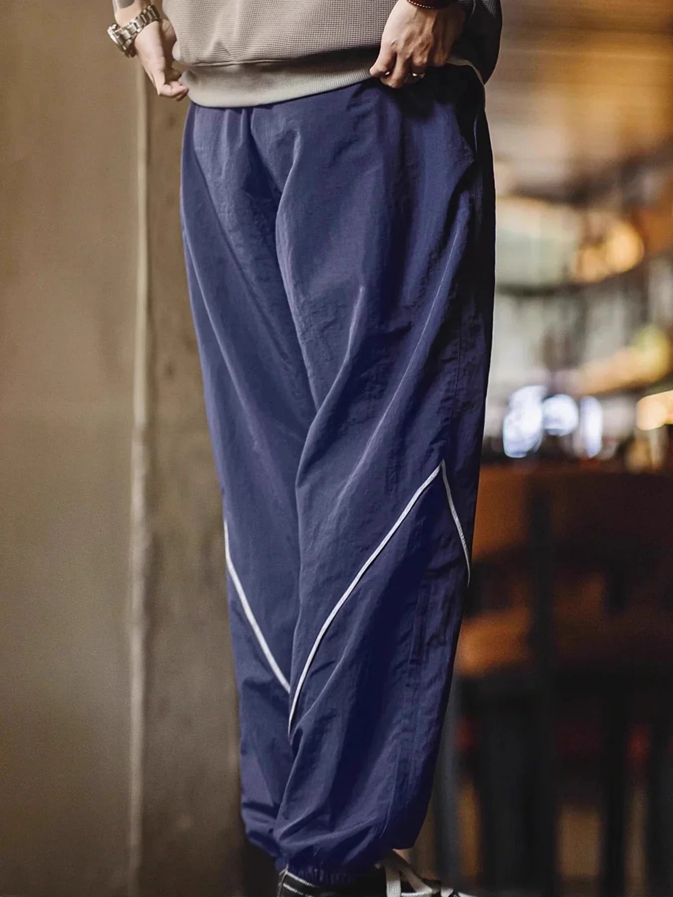 Men's autumn and winter casual sport suit, reflective quick-dry loose jacket and long pants, 100% nylon