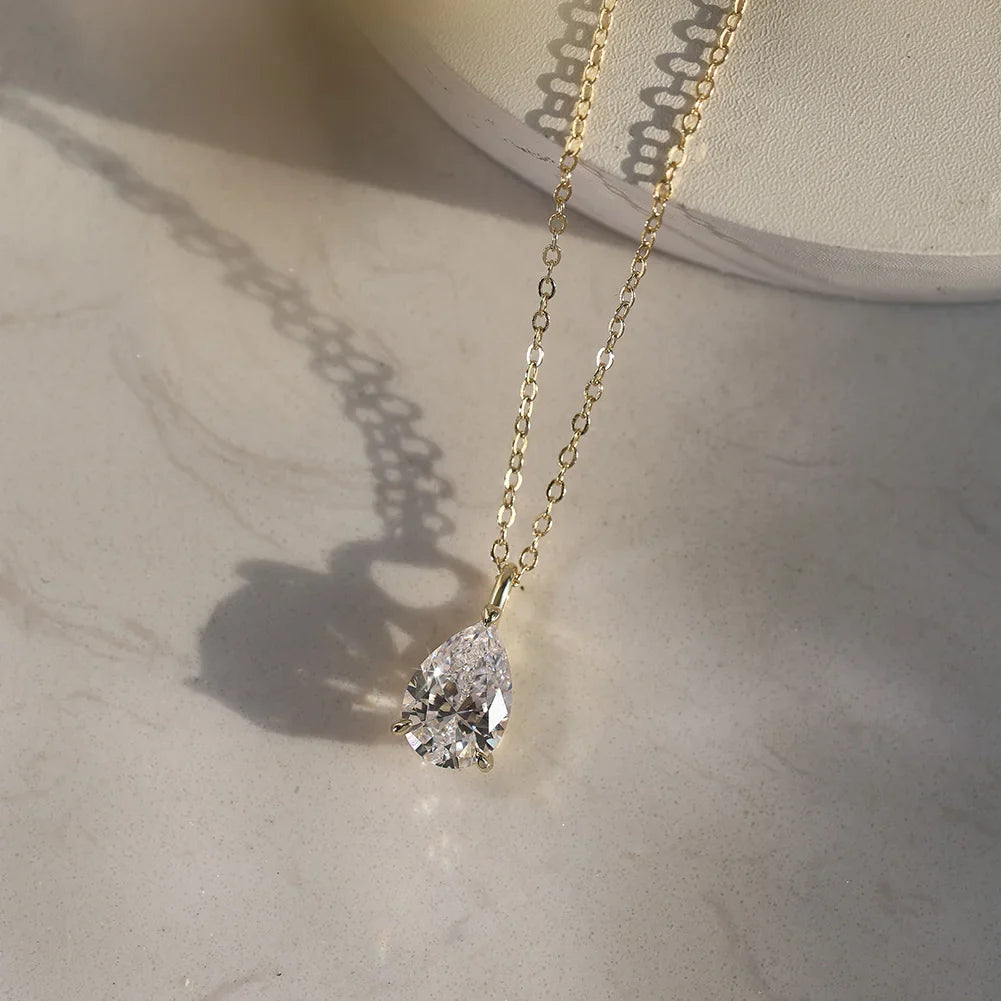 Simple Oval Shape 8A Zirconia Pendant Necklace Lady Engagement 925 Sterling Silver Versatile for Wedding Party LZN04