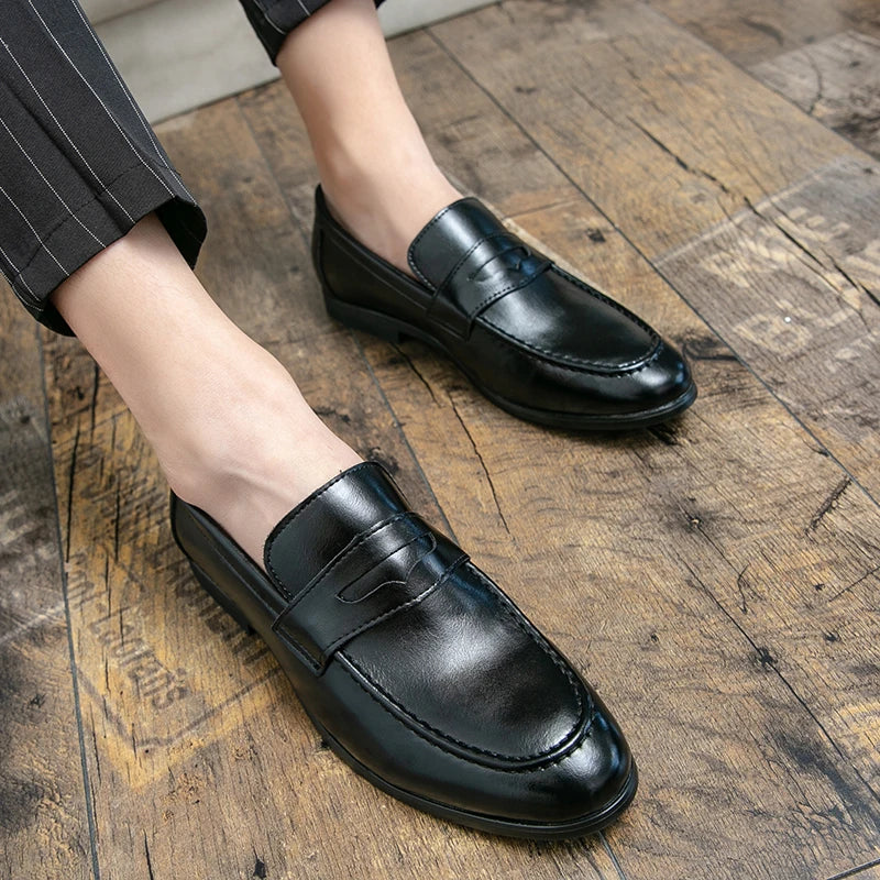 2026 Spring and Autumn Loafers Men Slip-On Business Formal Casual Shoes Brown MenShoes Leather Men Dress Shoes Large Size 38-48