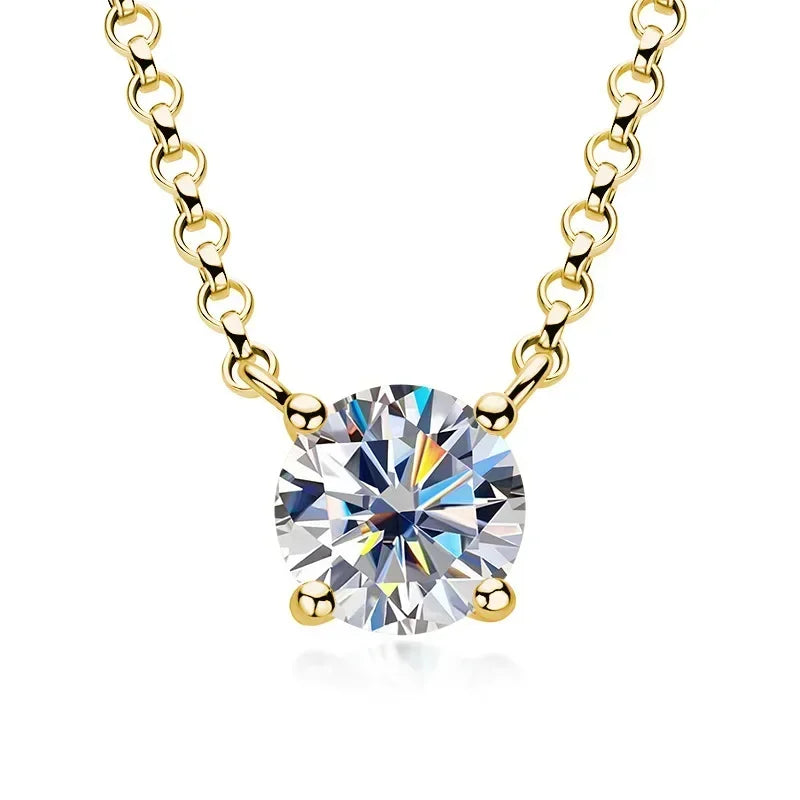 1/2/3/5 carat Round Cut D Moissainte Diamond Pendant Necklace 4-Claw Setting 925 Sterling Silver Clavicle Neck Chain for Women