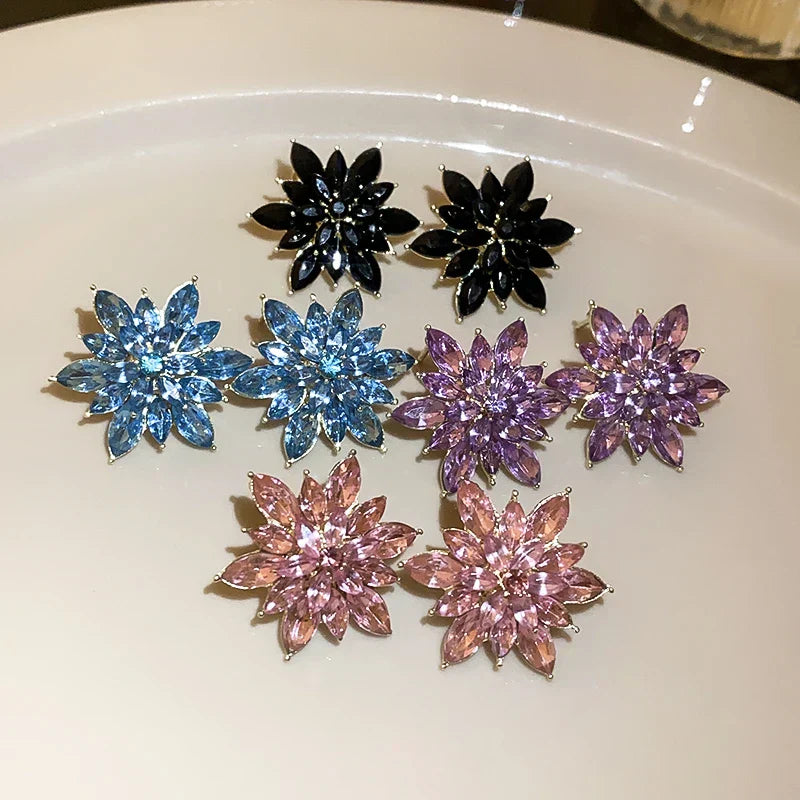 Flower Earrings for Women Korea Simple Sweet Stud Earrings Luxury High-grade Solid Color Charm Jewelry Girls Gift