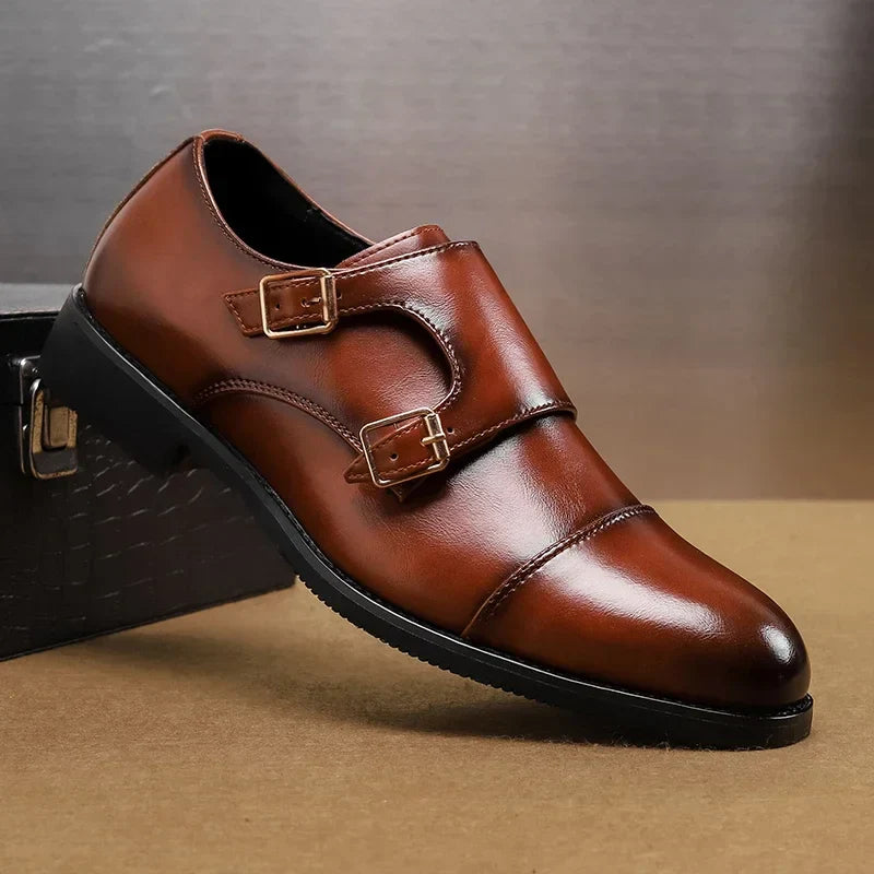 Men leather brogue oxford shoes vintage carved handmade round toe casual formal footwear