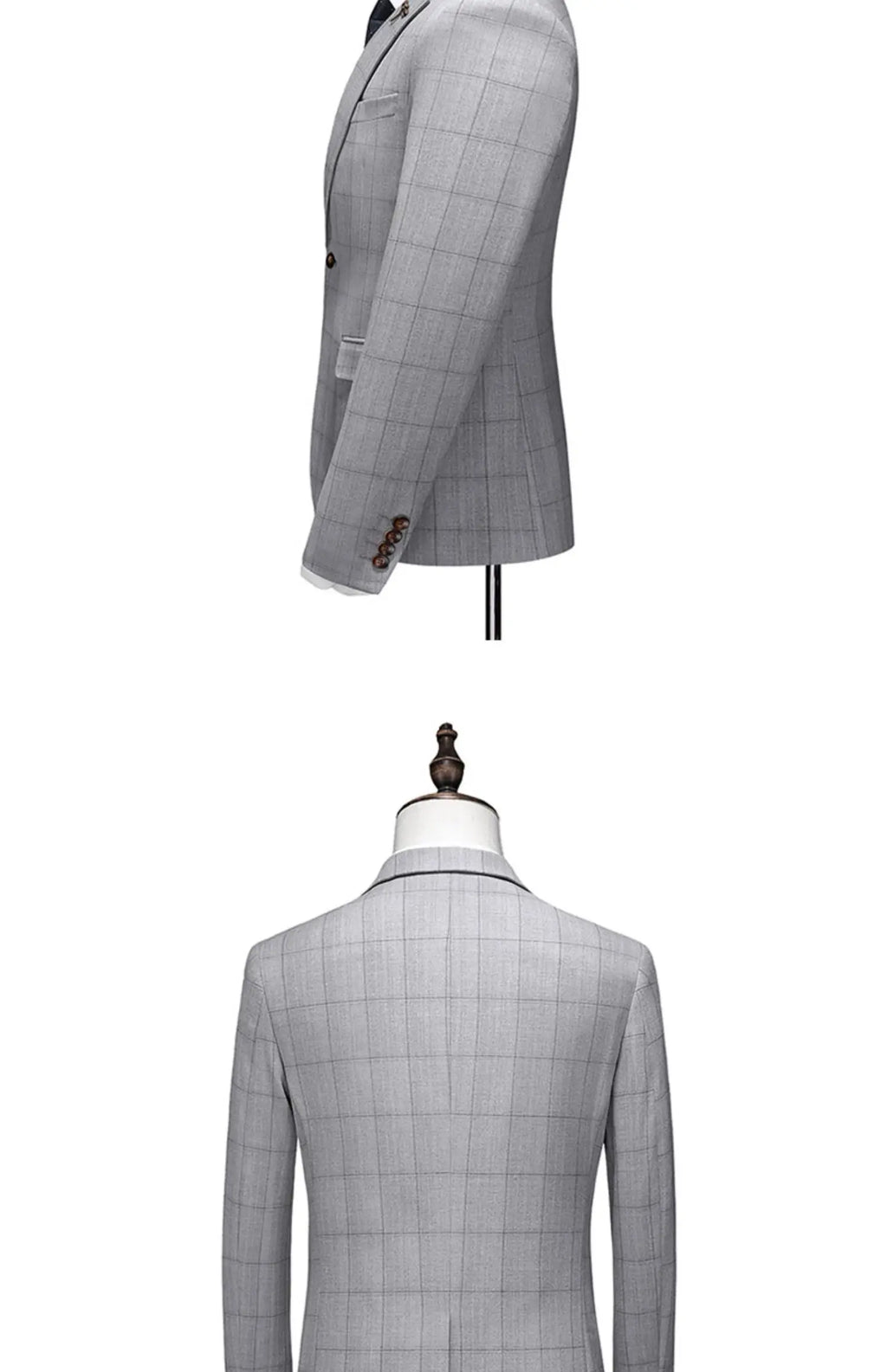 ( Jacket + Vest + Pants ) Fashion Boutique Plaid Mens Casual Business Suit Groom Wedding Dress Formal Slim Plaid Suit