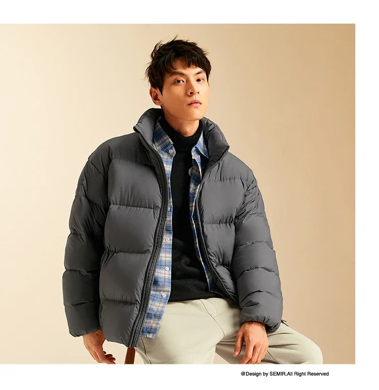 Down Jacket Men Winter Three-proof Windproof Waterproof Stain Resistant Thick Stand Collar Puffer Coat Lightweight Warm
