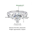 D VVS Heart Cut Moissanite Ring Diamond GRA 925 Sterling Silver Plated 18k White Gold Promise Engagement Ring for Women