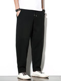 100% Cotton Linen Pants Men Baggy Casual Trousers Male Walking Wide leg Loose Sweatpants Chinese Summer Jogger Pants 2025 New