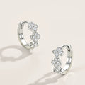 1.7mm D Color Moissanite Hoop Earrings for Women 925 Sterling Silver Four Leaf Clover Huggie Earring Flower Jewelry