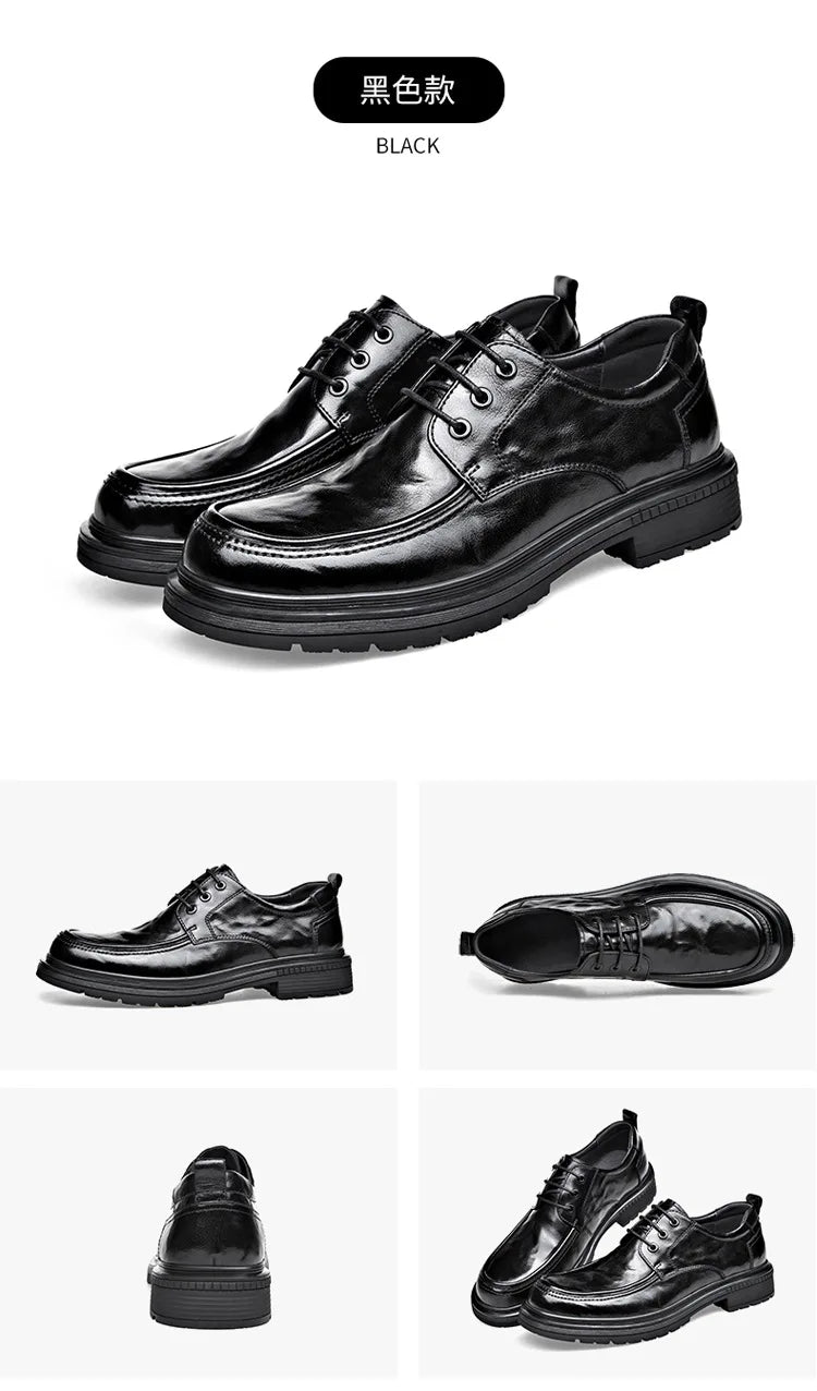 Business Formal Black Lace-up Style Leather Shoes for Men Spring Autumn New Designer Dress Shoes Male British Style Wedding Shoe