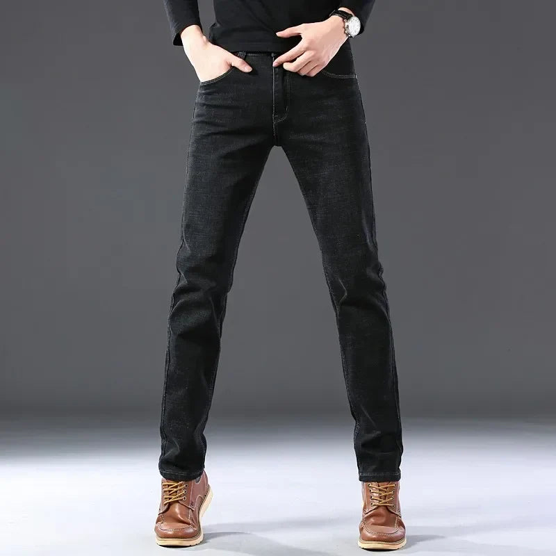 2025 Men's Casual Thin And Lightweight  Skinny Jeans Trousers Tight Pants Solid Colors