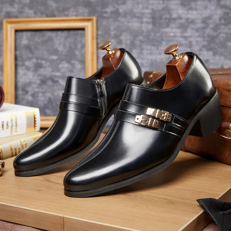 Retro Brown Men's Formal Leather Shoes – Classic Business & Wedding Footwear