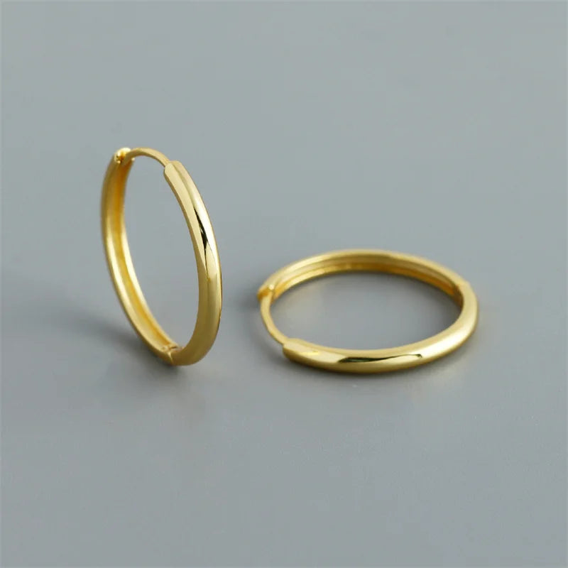 Real 925 Sterling Silver Minimalist Bohemian Round Ear Buckle for Women Punk Unisex Rock Hoop Earring Jewelry Accessories