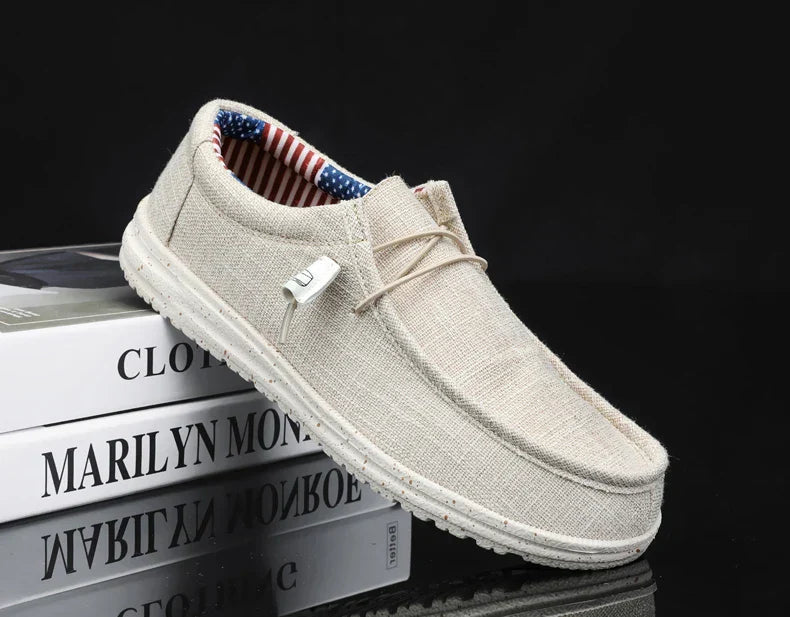 Men Casual Canvas Shoes Mens Loafers Breathable Slip on Flats Male Vulcanized Shoes Driving Shoes Plus Size 47 Walking Sneakers