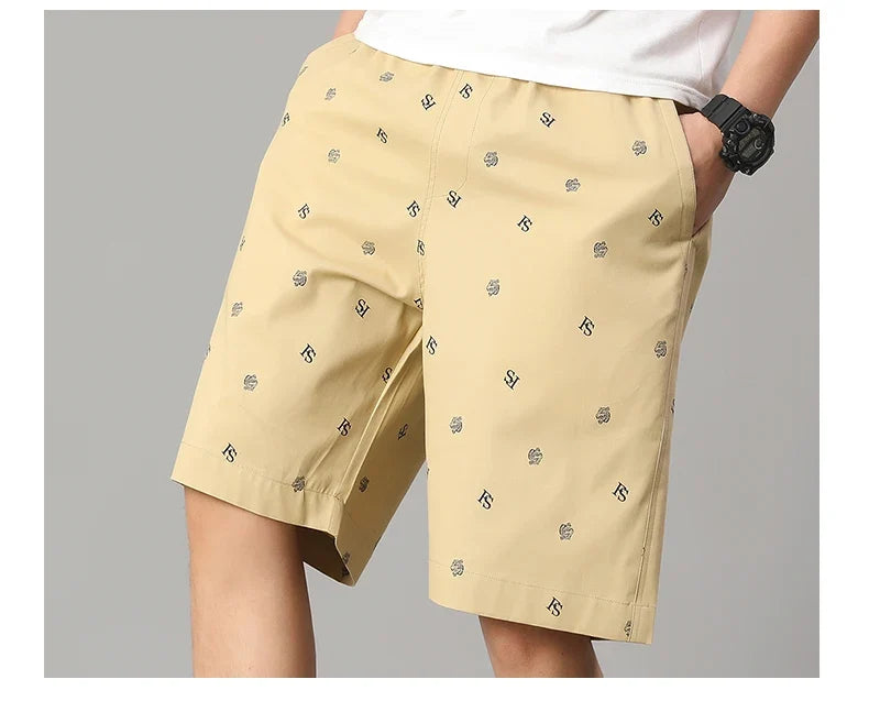 Men's Cotton Print Shorts Streetwear Casual Cotton Workwear Summer Breathable Fitness Knee Shorts Sports Shorts Sweatwear 6XL