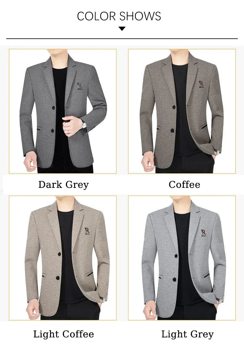 TFETTERS Brand 2026 Spring Business Blazer for Men Solid Autumn Casual Men's Jacket Blazer Fashion Single Breasted Suits Mens