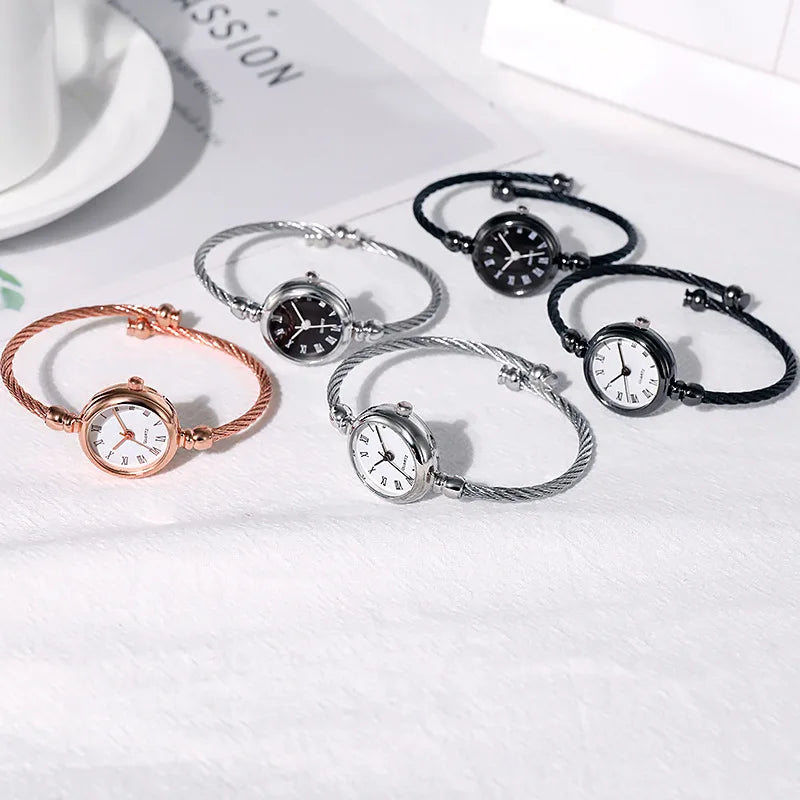 Luxury Women's Watch Small Gold Bangle Bracelet Watches Stainless Steel Retro Ladies Quartz Wristwatch Female Thin Chain Clock