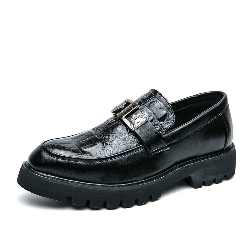 Mens Loafers Party Business Thick Soled Men Leather Shoes Dress Platform Shoes Comfortable Fashion New Casual Shoes for Men